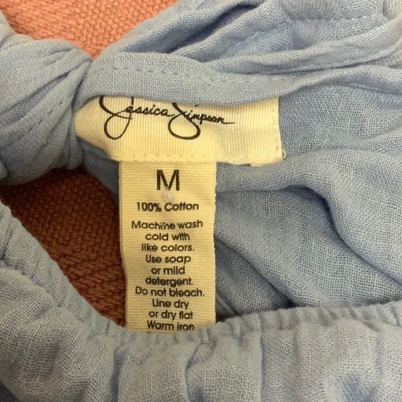 NWT Jessica Simpson women’s open back, light blue peasant style dress, size M - Picture 6 of 6